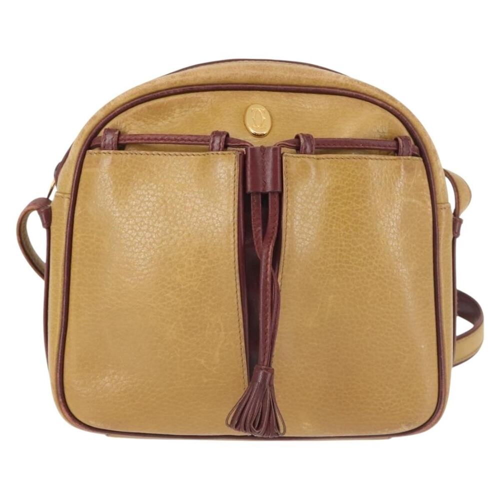 Cartier Leather Shoulder Bag Beige